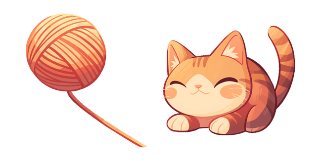Cute Orange Cat & Yarn Cursor
