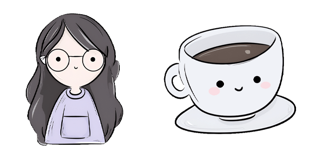 Kawaii Girl with Glasses & Coffee Cup Cursor