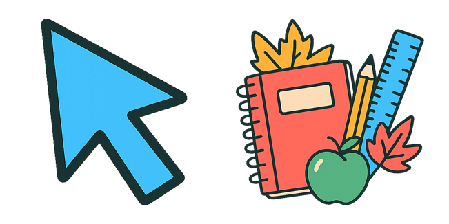 Back to School Blue Arrow & School Supplies Cursor