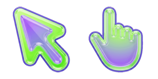 Neon Green-Purple Jelly Arrow & Hand Cursor