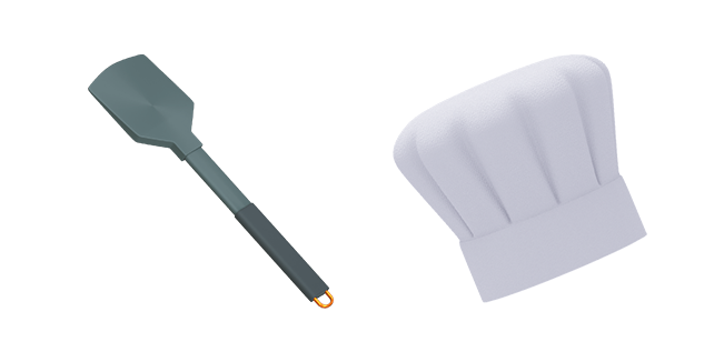 Dark Grey Spatula & White Chef Hat 3D Cursor