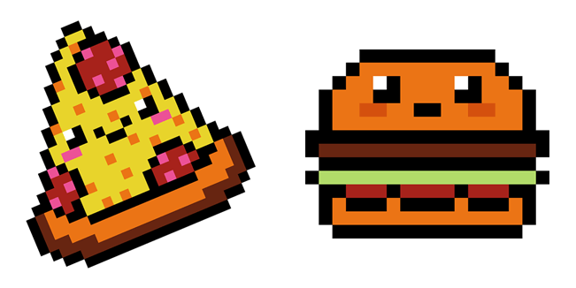 Cute Pizza & Burger Pixel Cursor