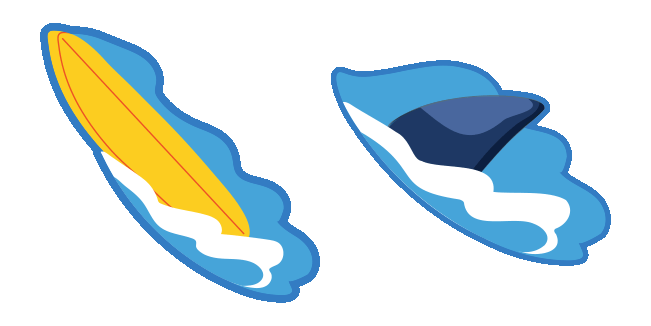 Surfing Surfboard & Shark Fin Animated Cursor