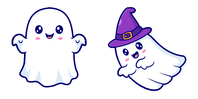 Halloween Cute Ghost in Witch Hat Animated Cursor