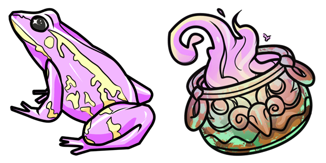 Halloween Pink Frog & Witch's Cauldron Cursor