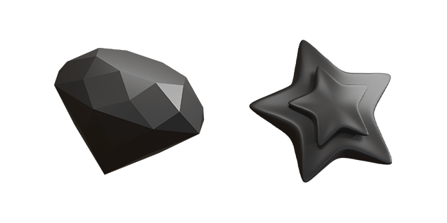Matt Black Diamond & Star 3D Cursor