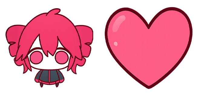Chibi Kasane Teto & Pink Heart Cursor