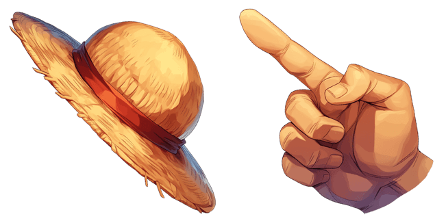 One Piece Monkey D Luffy Hat & Hand Cursor