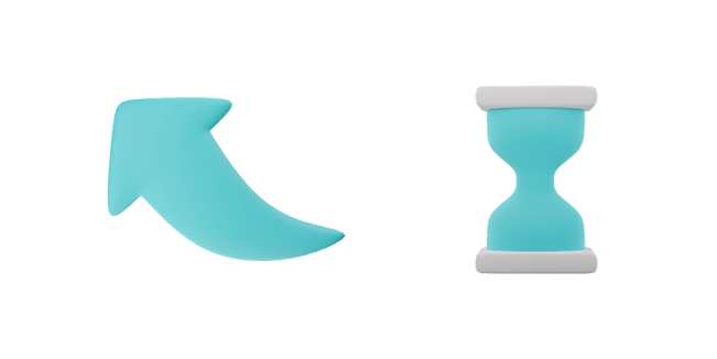 Turquoise Curved Arrow & Hourglass 3D Cursor