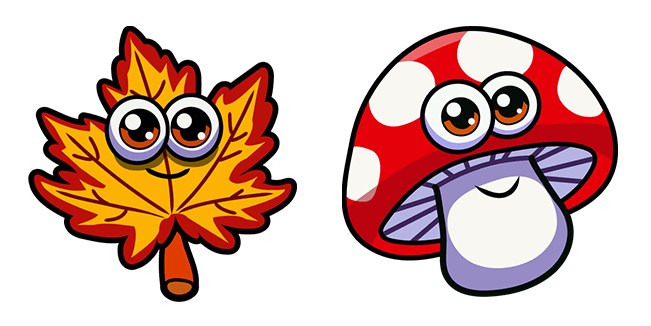 Cute Fall Leaf & Mushroom Cursor