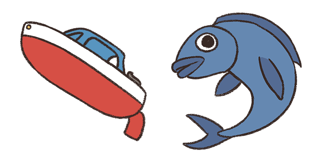 Ponyo Boat & Fish Cute Cursor