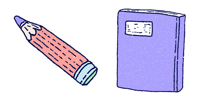 School Pencil & Purple Notebook Cursor