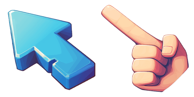 Cool Blue 3D Arrow & Hand Cursor