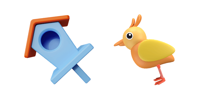 Blue Birdhouse & Yellow Bird 3D Cursor