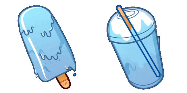 Blue Ice Pop & Milk Cocktail Animated Cursor
