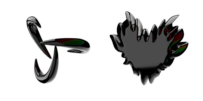 Black Abstract Triangle & Heart 3D Cursor