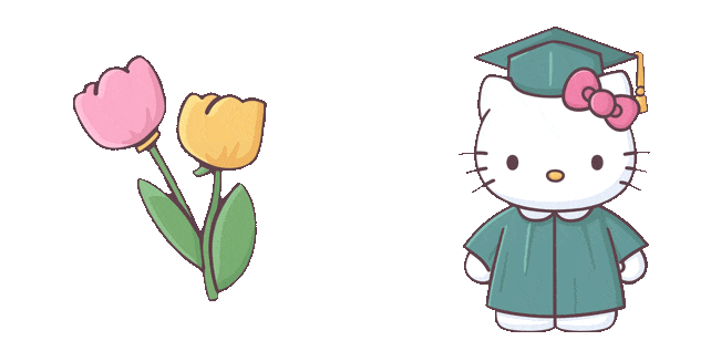 Hello Kitty Graduation & Tulips Animated Cursor