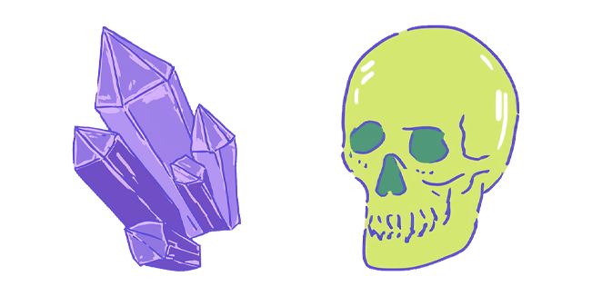 Neon Green Skull & Purple Crystal Cursor