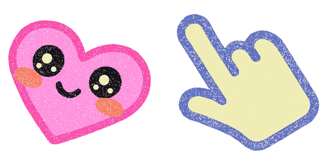Kawaii Pink Heart & Hand Sparkle Cursor
