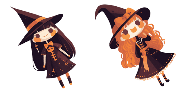 Kawaii Black Haired & Red Haired Witch Cursor
