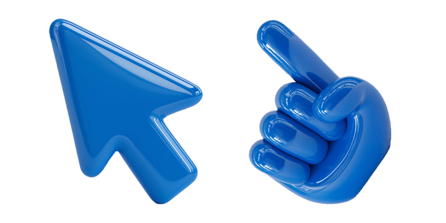Glossy Blue Arrow & Hand 3D Cursor