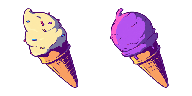 Kawaii Purple & White Ice Cream Cones Cursor