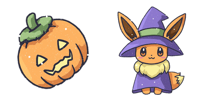 Pokemon Halloween Eevee & Jack-o'-lantern Cursor