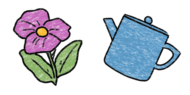 Hand-Drawn Flower & Watering Can Cursor