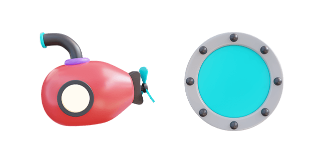 Red Submarine & Porthole 3D Cursor