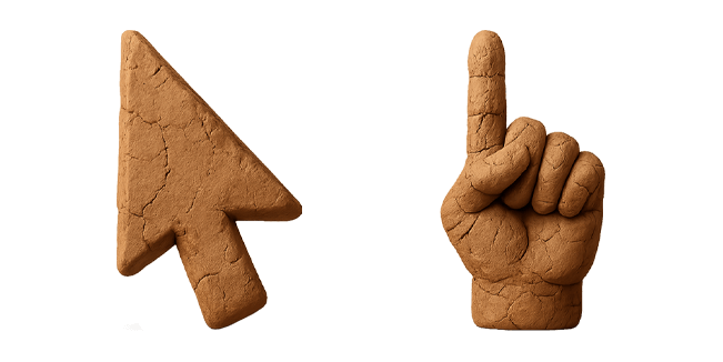 Clay Texture Arrow & Hand 3D Cursor