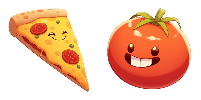Cute Pizza Slice & Tomato Cursor