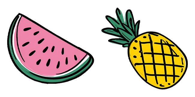 Watermelon Slice & Pineapple Sketch Cursor