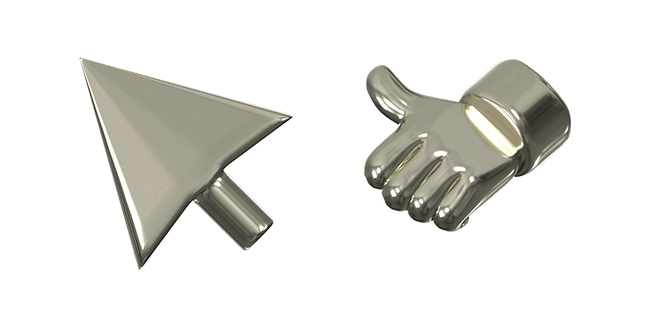 Arrow & Like Silver 3D Cursor