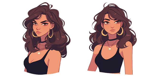 Brown-Haired Cartoon Baddie Girl Cursor