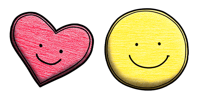 Crayon Heart & Smiley Face Cursor