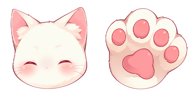 Smiling Kawaii Cat & Cat Paw Cursor