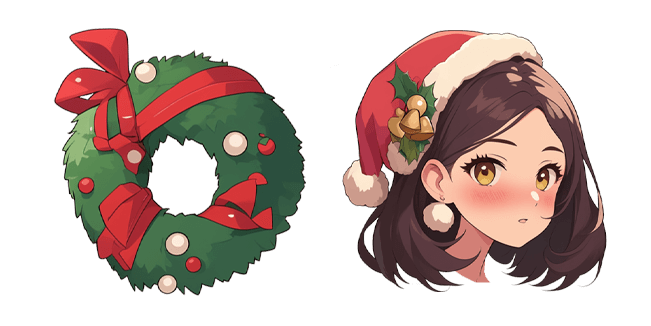 Christmas Wreath & Cute Girl Cursor
