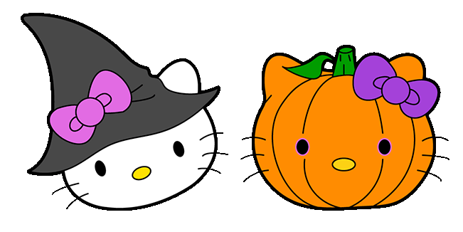 Hello Kitty Witch & Pumpkin Animated Cursor