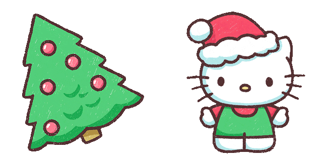 Santa Kitty & Christmas Tree Animated Cursor