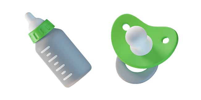 Feeding Bottle & Green Pacifier 3D Cursor
