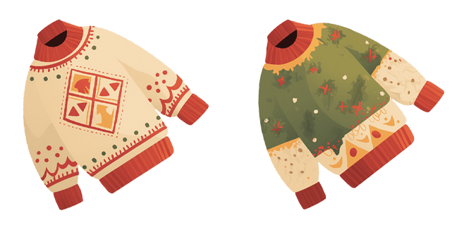 Beige & Green Ugly Christmas Sweater Cursor