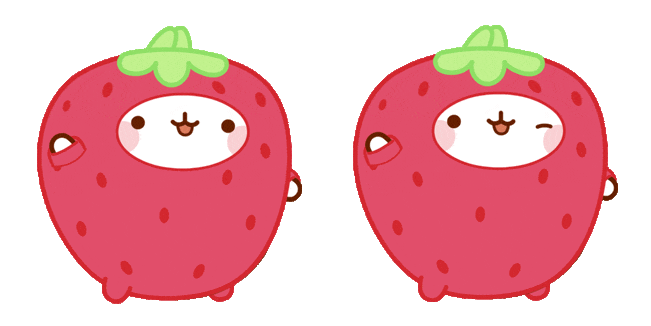 Kawaii Molang in Strawberry Costume Animated Cursor