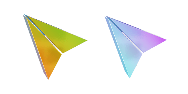 Gradient Green-Orange & Blue-Violet Arrow 3D Cursor