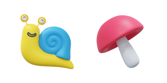 Garden Snail & Red Mushroom 3D Cursor