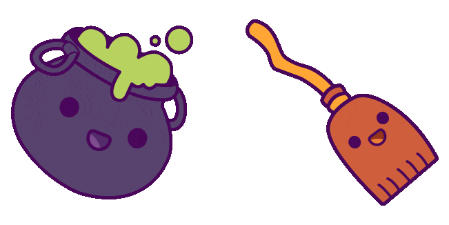 Halloween Cute Cauldron & Broom Animated Cursor