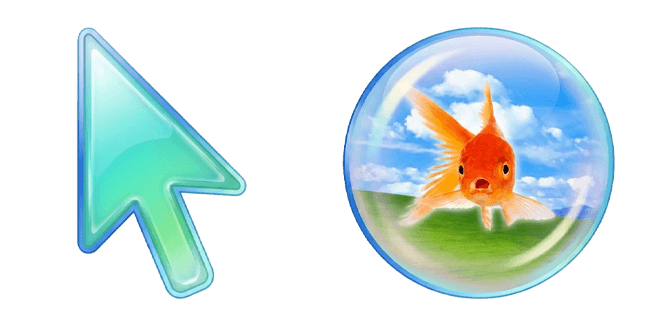 Frutiger Aero Teal Arrow & Goldfish Bubble Cursor