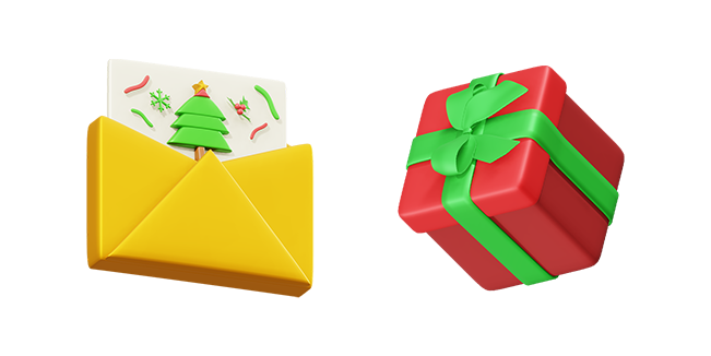 Christmas Invitation & Red Gift Box 3D Cursor