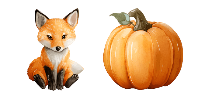 Fox & Pumpkin Autumn Watercolor Cursor