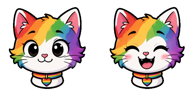 Rainbow Pride Cat Winking Animated Cursor