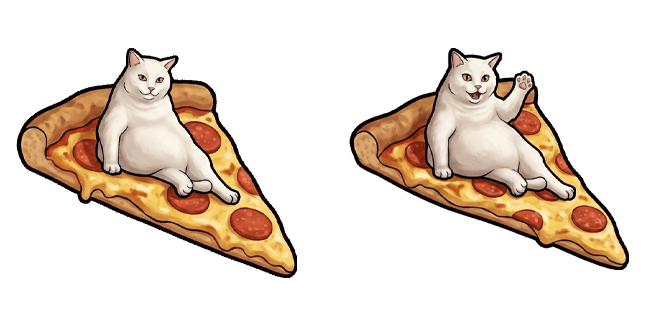 Funny White Cat on Pepperoni Pizza Cursor